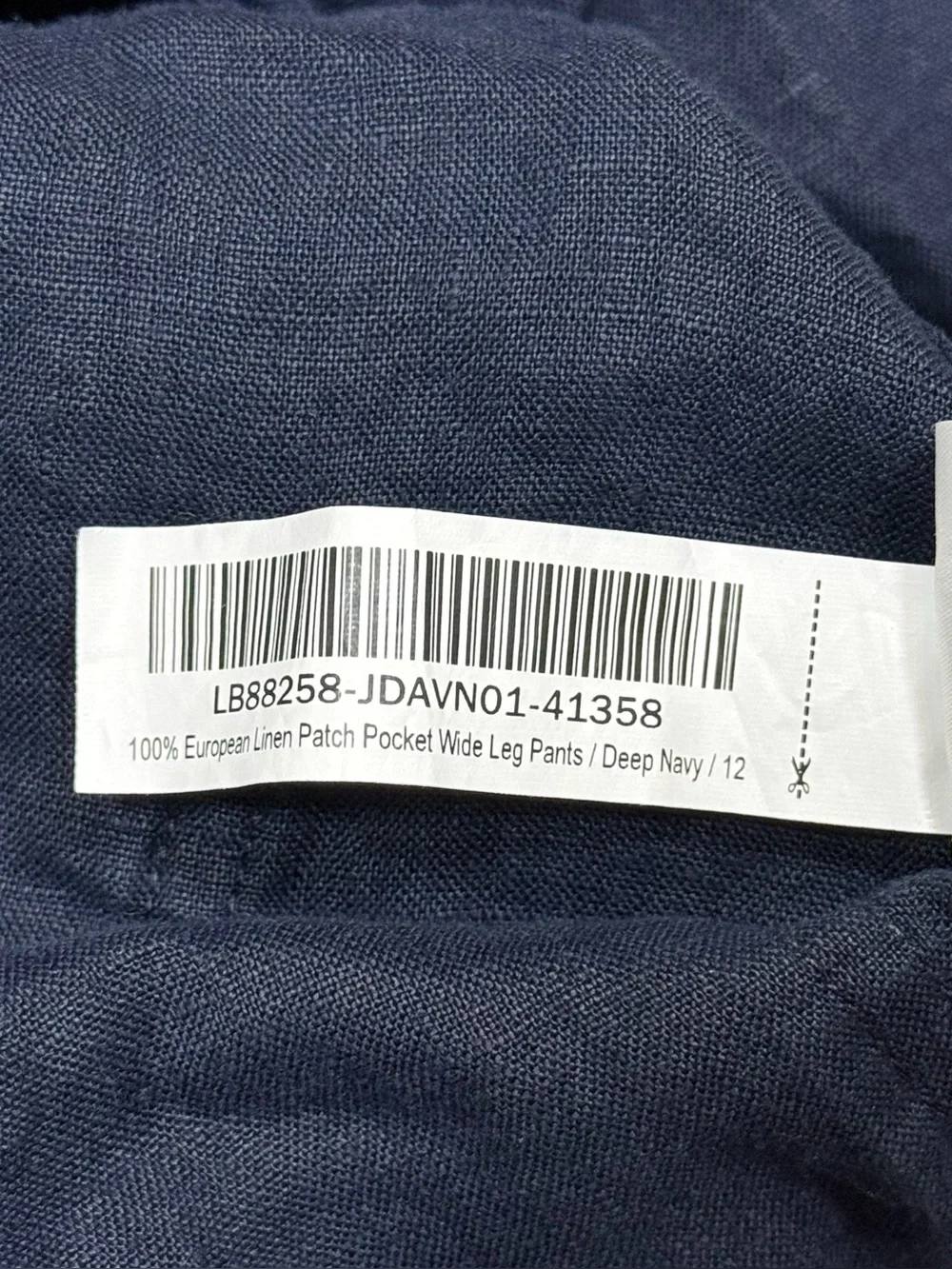 Quince 100% European Linen Patch Pocket Wide Leg Pants Navy 12 High Rise Utility